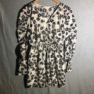 Womens NWT Ted Baker Dress Floral Puffy Sleeve Formal Event Professional V Neck